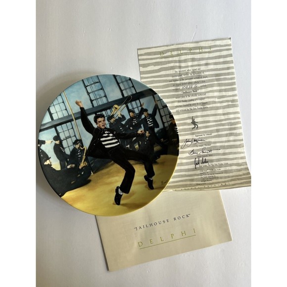 1989 Delphi Bradex Elvis Jailhouse Rock Collector Plate 2 By Bruce Emmett NEW - Picture 2 of 7